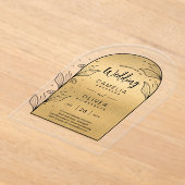 Invitations En Acrylique GOLD Acrylique Mariage invite Black Text Moderne (Poser)