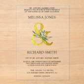Invitations En Acrylique Gold Ampersand Olive Branch Wedding (Recto)