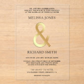Invitations En Acrylique Gold Ampersand Wedding (Recto)
