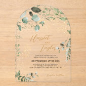 Invitations En Acrylique Gold and Greenery Eucalyptus Wedding Arch (Recto)