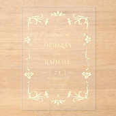 Invitations En Acrylique Gold Art Nouveau Mariage transparent Enregistrer l (Recto)