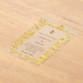 Invitations En Acrylique Gold botanical monogram clear luxury wedding (Poser)
