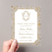 Invitations En Acrylique Gold Chinoiserie Crest Wedding Save the Date (In situ (ordinateur de poche))
