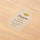 Invitations En Acrylique Gold Classic Graduation Cap Party (Poser)