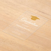 Invitations En Acrylique Gold Classic Graduation Cap Party (Poser)