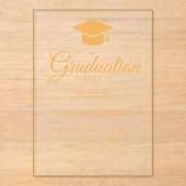 Invitations En Acrylique Gold Classic Graduation Cap Party (Recto)