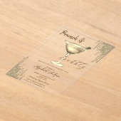 Invitations En Acrylique Gold Cocktail Heart Glitter Drips Bachelorette (Poser)