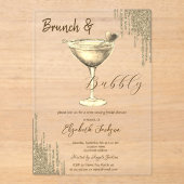 Invitations En Acrylique Gold Cocktail Heart Glitter Drips Bachelorette (Recto)