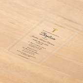 Invitations En Acrylique Gold Cross Modern Script Minimal Élégant Baptême (Poser)