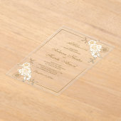 Invitations En Acrylique Gold Floral Leaves Branch Muslim Wedding (Poser)