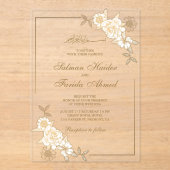 Invitations En Acrylique Gold Floral Leaves Branch Muslim Wedding (Recto)