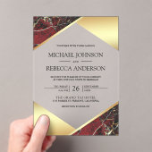 Invitations En Acrylique Gold Geometric Burgundy Marble Wedding (In situ (ordinateur de poche))