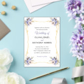 Invitations En Acrylique Gold Geometric Rustic Purple Floral Wedding  (Insitu (Mariage))