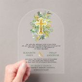 Invitations En Acrylique Gold Greenery Catholic Wedding (In situ (ordinateur de poche))