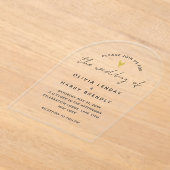 Invitations En Acrylique Gold Heart Élégant Mariage de script moderne (Poser)