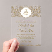 Invitations En Acrylique Gold Lace Islamic Muslim Wedding (In situ (ordinateur de poche))