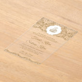 Invitations En Acrylique Gold Lace Islamic Muslim Wedding (Poser)