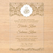 Invitations En Acrylique Gold Lace Islamic Muslim Wedding (Recto)