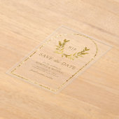 Invitations En Acrylique Gold Laurel Wreath Feuilles mariage Enregistrer la (Poser)