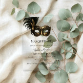 Invitations En Acrylique Gold luxury Masquerade Quinceanera