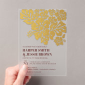 Invitations En Acrylique Gold - Mariage de plage d'Hibiscus élégant (In situ (ordinateur de poche))