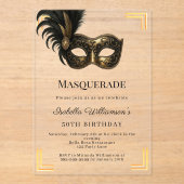 Invitations En Acrylique Gold Masquerade luxury birthday party (Recto)