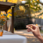 Invitations En Acrylique Gold Masquerade luxury clear birthday party