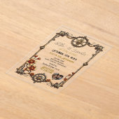 Invitations En Acrylique Gold Metal Steampunk Fleurs et Mariage photo (Poser)