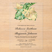 Invitations En Acrylique Gold Monstera Tropical Palm Wedding (Recto)