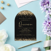 Invitations En Acrylique Gold Parties scintillant Black Quinceanera fête d' (Insitu (Mariage))
