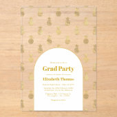 Invitations En Acrylique Gold Pineapple Transparent Graduation Party (Recto)