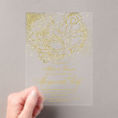 Invitations En Acrylique Gold Quinceanera Masquerade (In situ (ordinateur de poche))