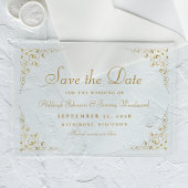 Invitations En Acrylique Gold Script Botanical Frame Wedding Enregistrer la