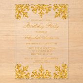 Invitations En Acrylique Gold Snowflake fête d'anniversaire d'hiver (Recto)