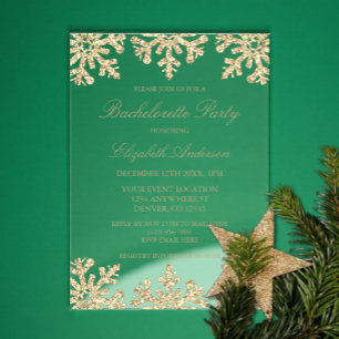 Invitations En Acrylique Gold Snowflake Hiver Bachelortie