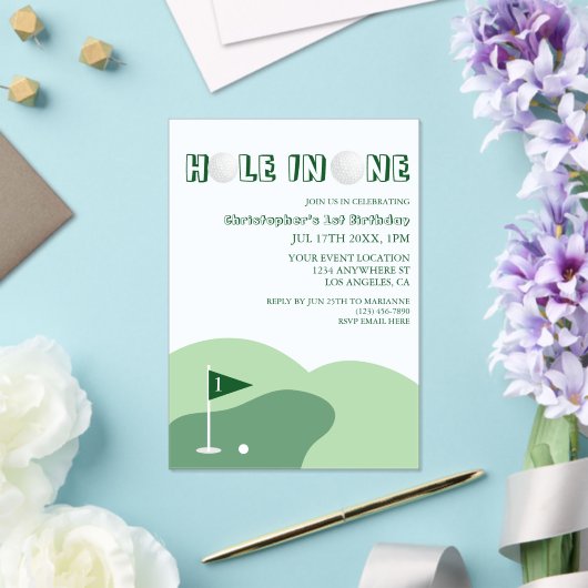 Invitations En Acrylique Golf Boy 1er Anniversaire (Insitu (Mariage))