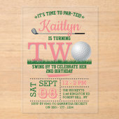 Invitations En Acrylique Golf PAR-TEE 2e anniversaire (Recto)