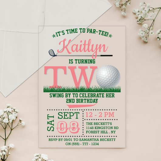 Invitations En Acrylique Golf PAR-TEE 2e anniversaire