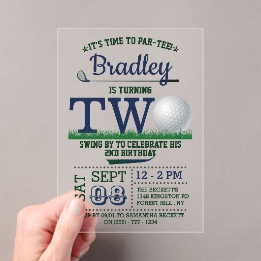 Invitations En Acrylique Golf PAR-TEE 2e anniversaire (In situ (ordinateur de poche))