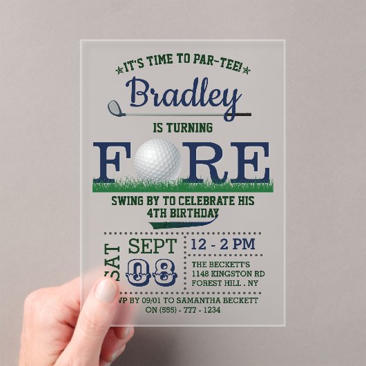 Invitations En Acrylique Golf PAR-TEE 4e anniversaire (In situ (ordinateur de poche))