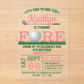 Invitations En Acrylique Golf PAR-TEE 4e anniversaire (Recto)