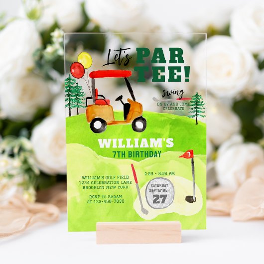 Invitations En Acrylique Golf Par Tête De Swing Par Anniversaire de enfant
