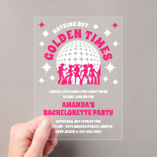 Invitations En Acrylique Good Times Super Pink Bachelorte