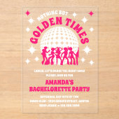 Invitations En Acrylique Good Times Super Pink Bachelorte (Recto)