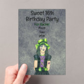 Invitations En Acrylique Goth Girl Green Casquette Tattoos gris brillant An (In situ (ordinateur de poche))