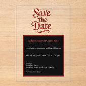 Invitations En Acrylique Gothique Enregistrer la date - transparent rouge m (Recto)