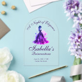 Invitations En Acrylique Gothique Glam Quince aquarelle robe violette (Insitu (Mariage))