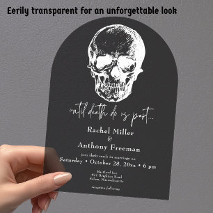 Invitations En Acrylique Gothique jusqu'à la mort Arche de crâne de mariage