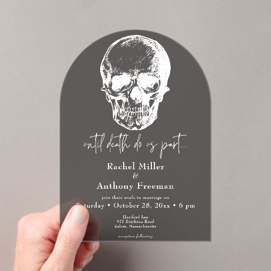 Invitations En Acrylique Gothique jusqu'à la mort Mariage d'arc crânien (In situ (ordinateur de poche))