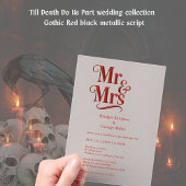 Invitations En Acrylique gothique Mr & Mrs - Script Metallic Rouge
